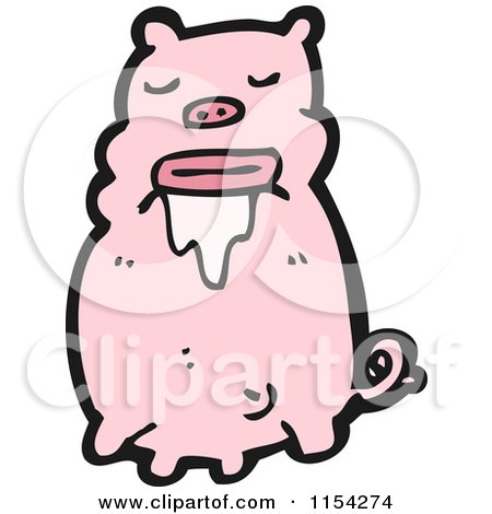 Cartoon of a Drooling Pig - Royalty Free Vector Illustration by lineartestpilot