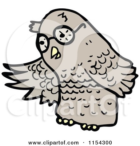 Cartoon of a Presenting Owl - Royalty Free Vector Illustration by lineartestpilot