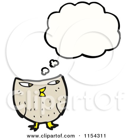 Cartoon of a Thinking Owl - Royalty Free Vector Illustration by lineartestpilot