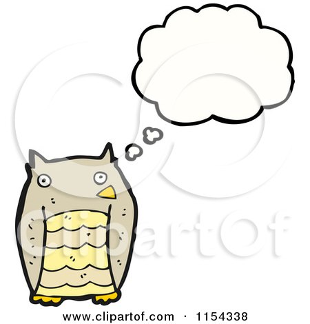 Cartoon of a Thinking Owl - Royalty Free Vector Illustration by lineartestpilot