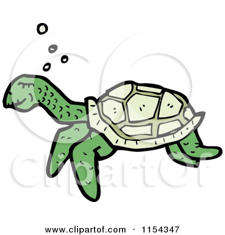 Cartoon of a Swimming Sea Turtle - Royalty Free Vector Illustration by lineartestpilot