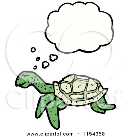 Cartoon of a Thinking Sea Turtle - Royalty Free Vector Illustration by lineartestpilot