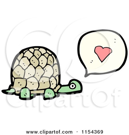 Cartoon of a Turtle Talking About Love - Royalty Free Vector Illustration by lineartestpilot