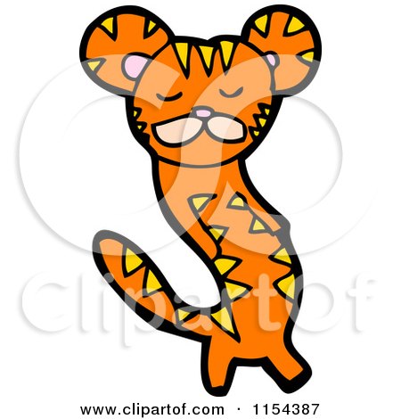 Cartoon of a Tiger Standing on Its Hind Legs - Royalty Free Vector Illustration by lineartestpilot