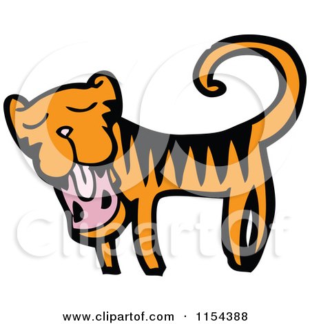 Cartoon of a Yawning Tiger - Royalty Free Vector Illustration by lineartestpilot