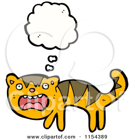 Cartoon of a Thinking Tiger - Royalty Free Vector Illustration by lineartestpilot