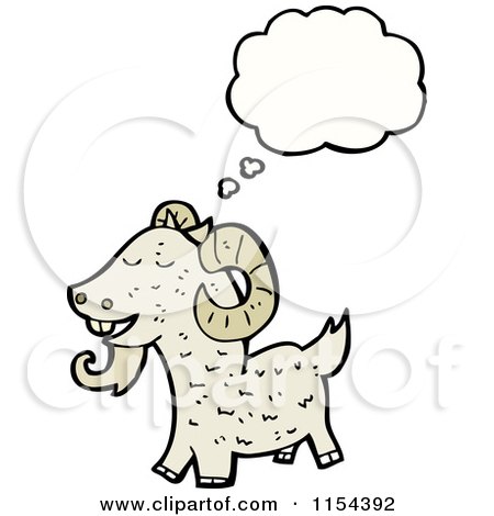Cartoon of a Thinking Goat - Royalty Free Vector Illustration by lineartestpilot