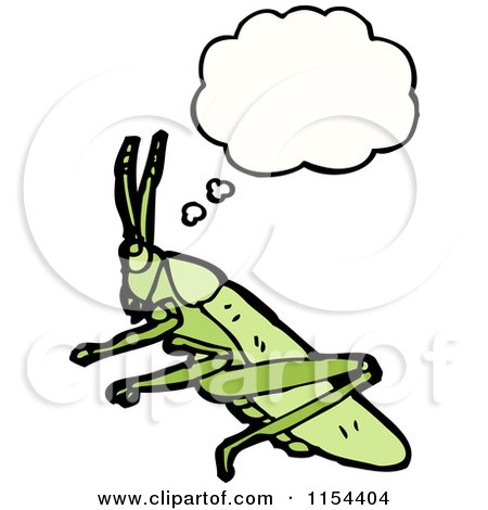 Cartoon of a Thinking Grasshopper - Royalty Free Vector Illustration by lineartestpilot