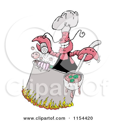 Clipart of a Rgumbo Shrimp Cooking - Royalty Free Vector Clipart by Spanky Art