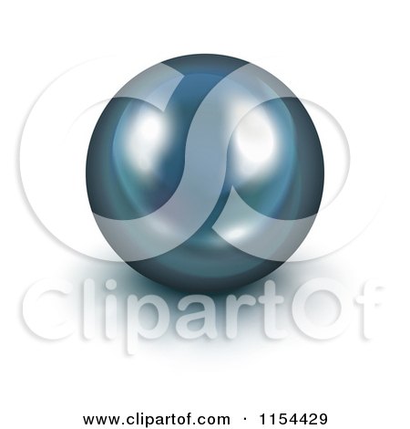 Clipart Of A 3d Shiny Black Pearl - Royalty Free Vector Illustration by Oligo