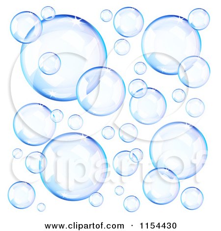 Clipart Of Reflective Blue Soap Bubbles - Royalty Free Vector Illustration by Oligo