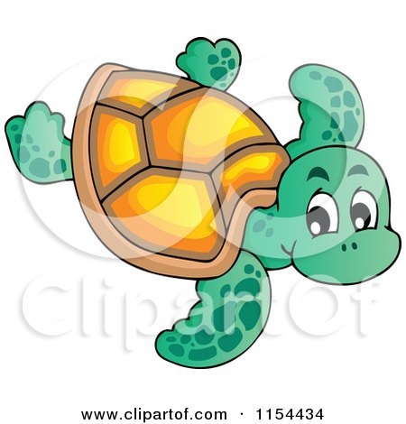 Cartoon of a Cute Sea Turtle - Royalty Free Vector Illustration by visekart