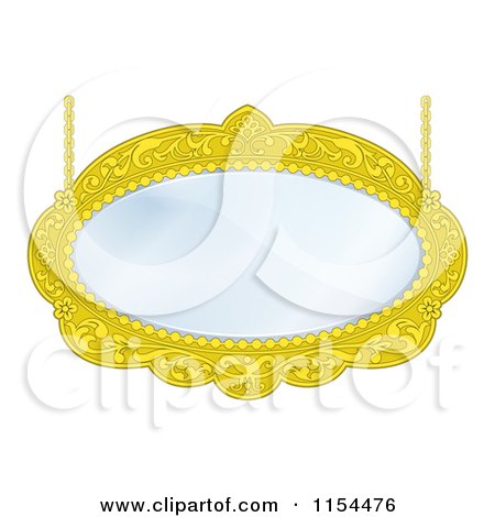 Clipart of a Golden Oval Mirror with Chains - Royalty Free Vector Illustration by AtStockIllustration