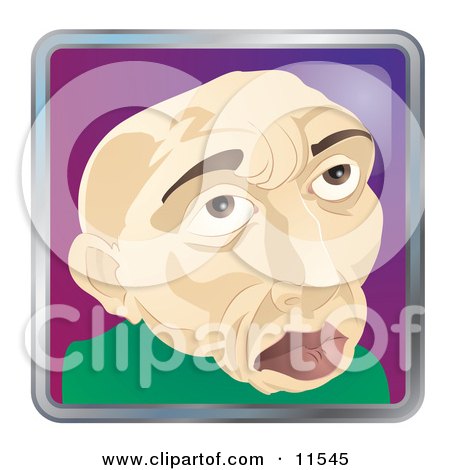 People Internet Messenger Avatar of an Old Bald Man Clipart Illustration by AtStockIllustration