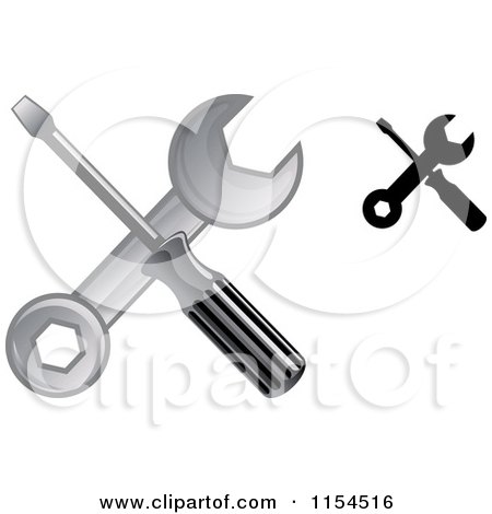Clipart of Crossed Screwdrivers and Spanner Wrenches - Royalty Free Vector Illustration by Vector Tradition SM