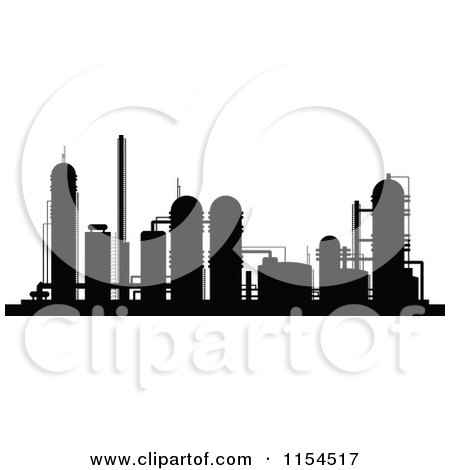 Clipart of a Silhouetted Refinery - Royalty Free Vector Illustration by Vector Tradition SM