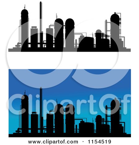 Clipart of Silhouetted Refineries - Royalty Free Vector Illustration by Vector Tradition SM