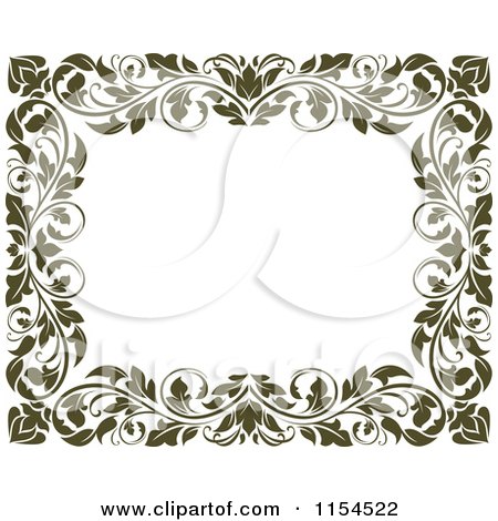 Clipart of a Frame of Ornate Vines on White - Royalty Free Vector Illustration by Vector Tradition SM