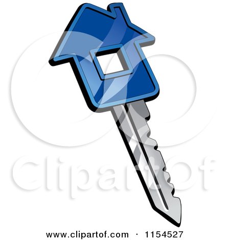 Clipart of a Blue House Key - Royalty Free Vector Illustration by Vector Tradition SM
