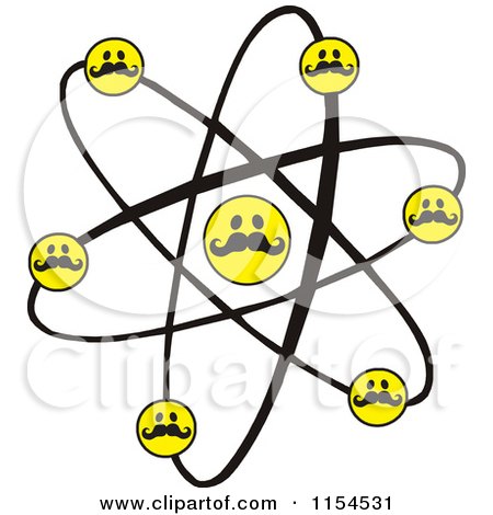 Cartoon of an Atom with Disguised Smiley Faces - Royalty Free Vector Illustration by Johnny Sajem