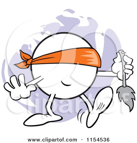 Cartoon of a Blindfolded Moodie Character Playing Pin the Tail on the Donkey - Royalty Free Vector Illustration by Johnny Sajem