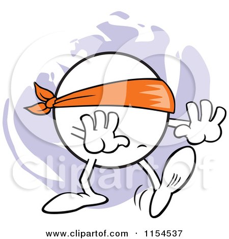Cartoon of a Blindfolded Moodie Character - Royalty Free Vector Illustration by Johnny Sajem