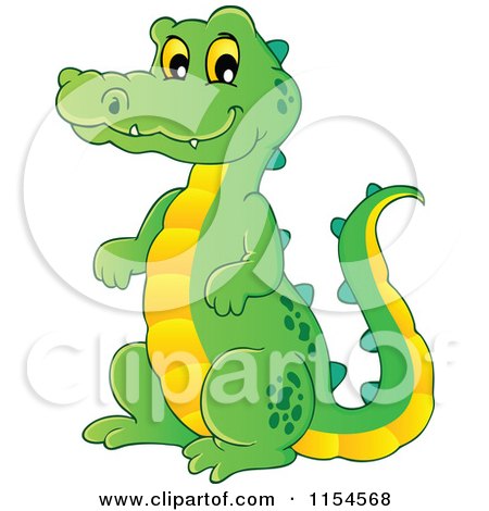 Cartoon of a Crocodile Sitting Upright - Royalty Free Vector Illustration by visekart