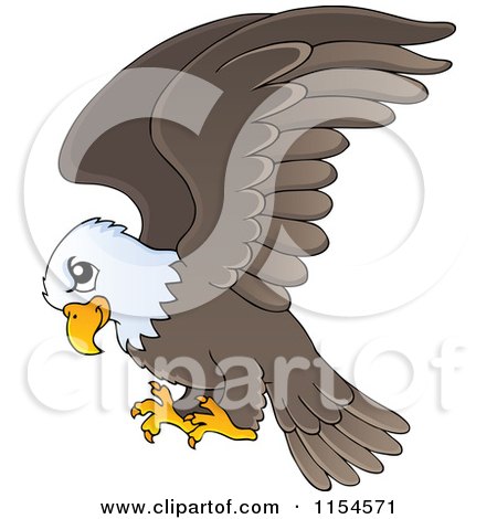 Cartoon of a Flying Bald Eagle - Royalty Free Vector Clipart by visekart
