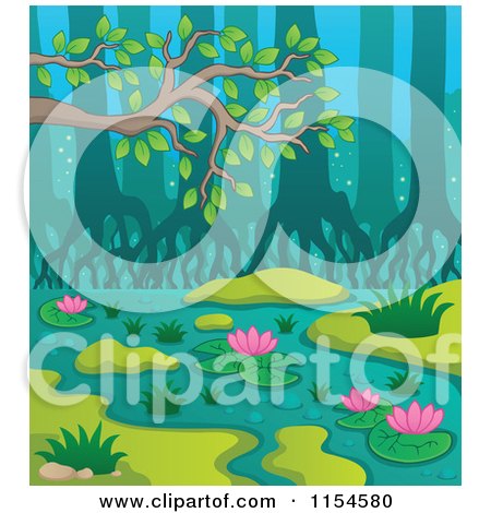 Cartoon of a Swamp Landscape - Royalty Free Vector Clipart by visekart