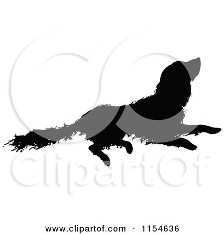 Clipart of a Retro Vintage Silhouetted Dog - Royalty Free Vector Clipart by Prawny Vintage