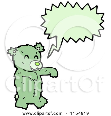 Cartoon of a Talking Green Zombie Teddy Bear - Royalty Free Vector Illustration by lineartestpilot