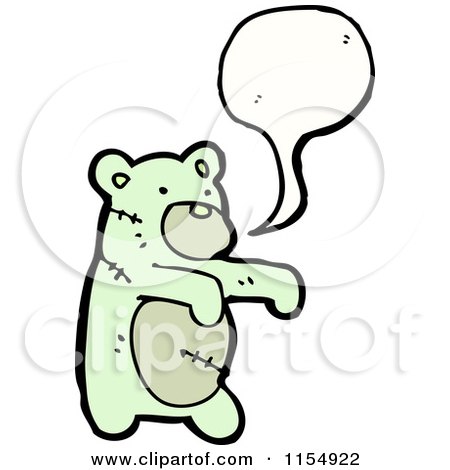 Cartoon of a Talking Green Zombie Teddy Bear - Royalty Free Vector Illustration by lineartestpilot