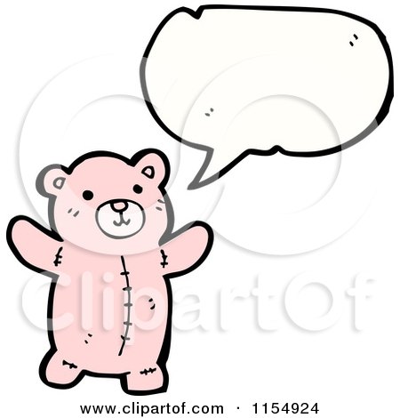 Cartoon of a Talking Pink Teddy Bear - Royalty Free Vector Illustration by lineartestpilot