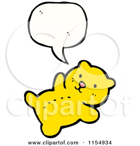 Cartoon of a Talking Yellow Teddy Bear - Royalty Free Vector Illustration by lineartestpilot