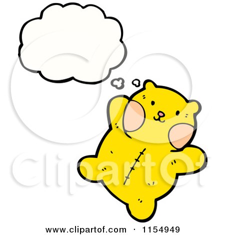 Cartoon of a Thinking Yellow Teddy Bear - Royalty Free Vector Illustration by lineartestpilot