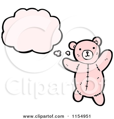 Cartoon of a Thinking Pink Teddy Bear - Royalty Free Vector Illustration by lineartestpilot
