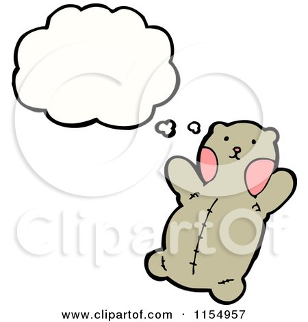Cartoon of a Thinking Teddy Bear - Royalty Free Vector Illustration by lineartestpilot
