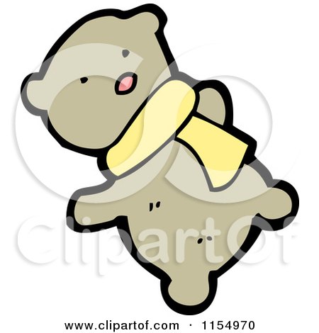 Cartoon of a Teddy Bear Wearing a Scarf - Royalty Free Vector Illustration by lineartestpilot