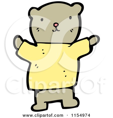 Cartoon of a Teddy Bear in a Shirt - Royalty Free Vector Illustration by lineartestpilot