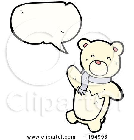 Cartoon of a Talking Polar Bear Wearing a Scarf - Royalty Free Vector Illustration by lineartestpilot