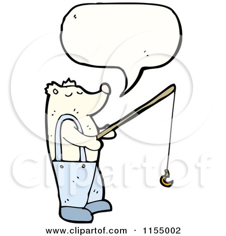 Cartoon of a Talking Polar Bear Fishing - Royalty Free Vector Illustration by lineartestpilot