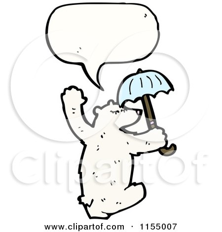 Cartoon of a Talking Polar Bear with an Umbrella - Royalty Free Vector Illustration by lineartestpilot
