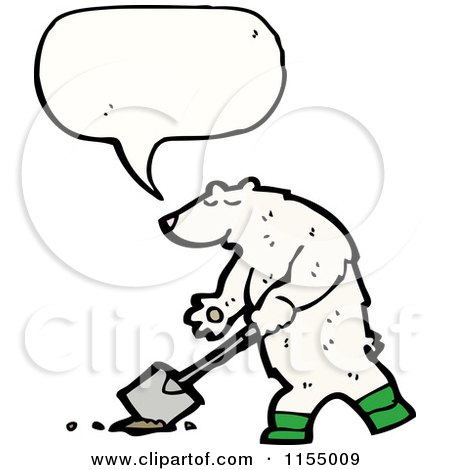 Cartoon of a Talking Polar Bear Digging - Royalty Free Vector Illustration by lineartestpilot