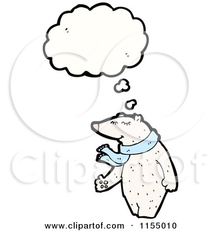 Cartoon of a Thinking Polar Bear Wearing a Scarf - Royalty Free Vector Illustration by lineartestpilot