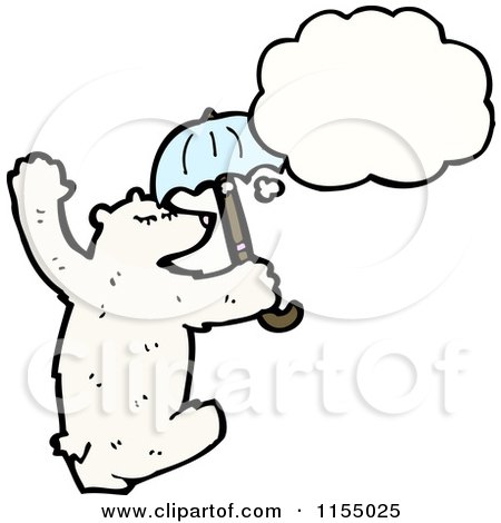 Cartoon of a Thinking Polar Bear with an Umbrella - Royalty Free Vector Illustration by lineartestpilot