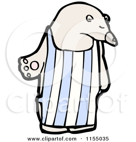 Cartoon of a Polar Bear Wearing an Apron - Royalty Free Vector Illustration by lineartestpilot