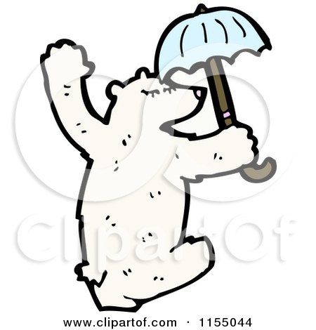 Cartoon of a Polar Bear with an Umbrella - Royalty Free Vector Illustration by lineartestpilot
