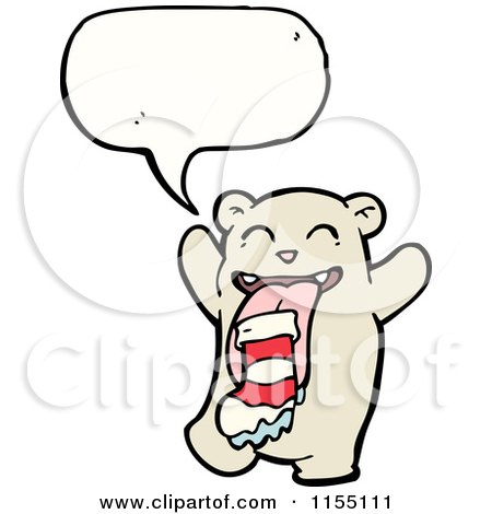 Cartoon of a Talking Bear Eating a Christmas Stocking - Royalty Free Vector Illustration by lineartestpilot