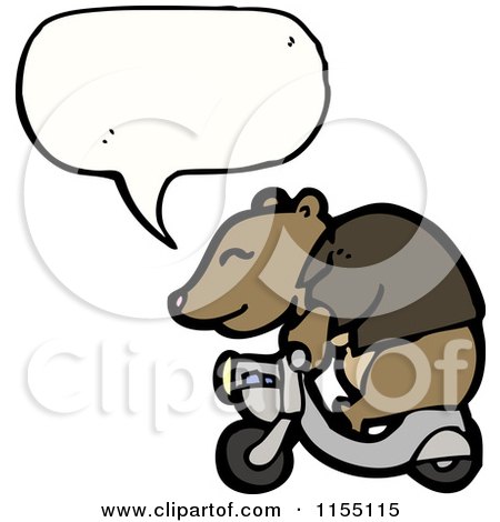 Cartoon of a Talking Bear on a Scooter - Royalty Free Vector Illustration by lineartestpilot