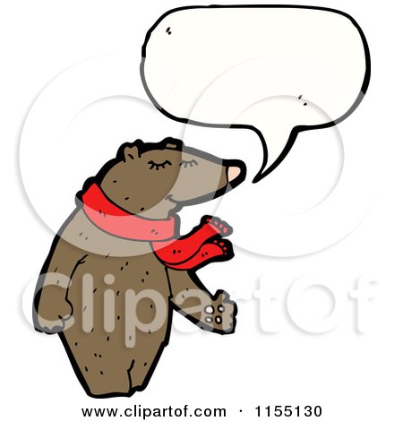 Cartoon of a Talking Bear Wearing a Scarf - Royalty Free Vector Illustration by lineartestpilot